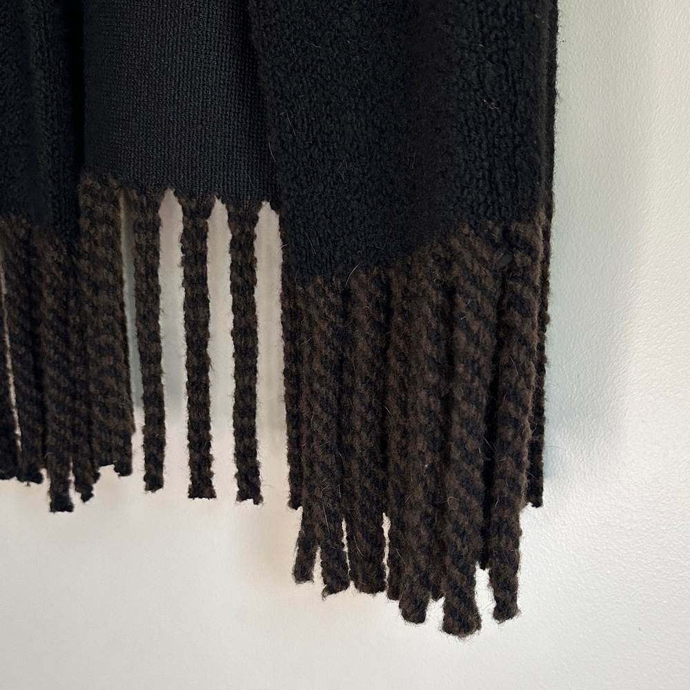 Violanti Italian Brown and Black Hooded Coat with Fringe. Stunning, heavy, soft - Picture 13 of 14